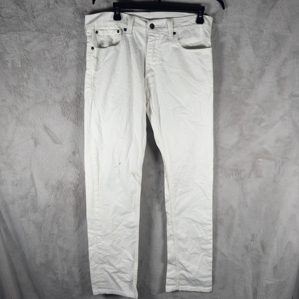 Levis 511 Skinny Jeans Mens 34x32 White Denim Vintage Y2K Stretch Pants - Picture 2 of 13